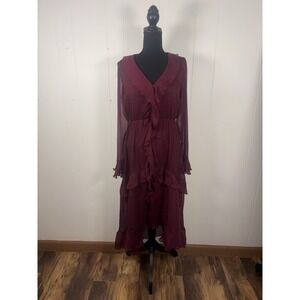 autres filles dress ruffle burgundy EUC medium lined